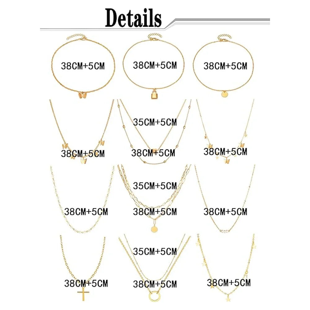 New Glod Alloy Vintage Star Necklace Set Luxury Unique Versatile Minimalist Premium Layering Trendy Women Jewelry Accessories