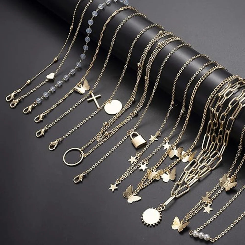 New Glod Alloy Vintage Star Necklace Set Luxury Unique Versatile Minimalist Premium Layering Trendy Women Jewelry Accessories