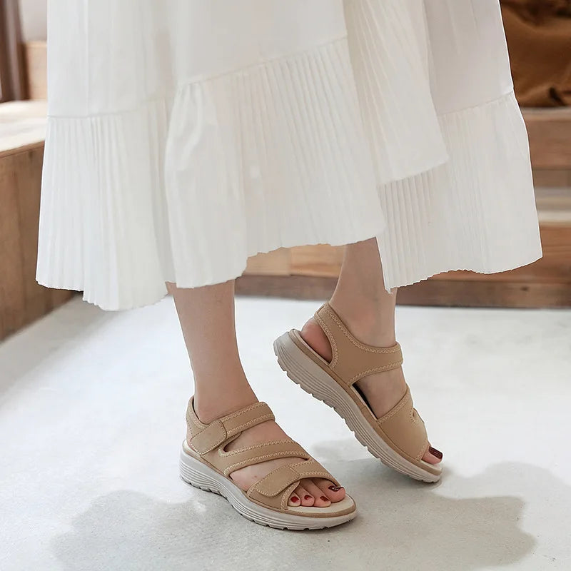 Hot Women's Ankle Strap Casual Open Toe Wedge Heels Light Weight Sandals for Summer Autumn