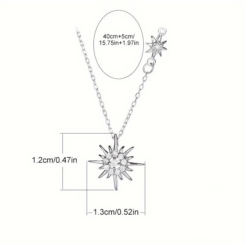 Silver Plating Sun Pendant Necklace with White Decor, Elegant and Sexy Chain Jewelry, Gifts for Women with Gift Box