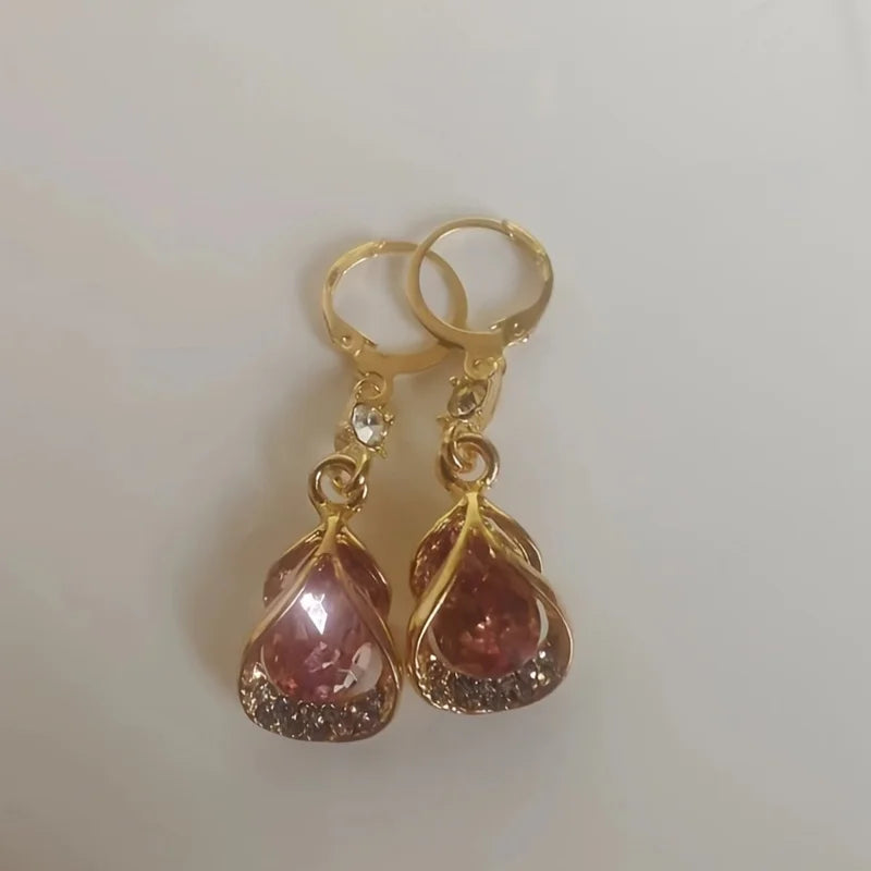 Water Drop Drop Drop Earrings -- Unique Shiny Synthetic Inlay Design, Elegant and Easy Style, Suitable for Casual Dress