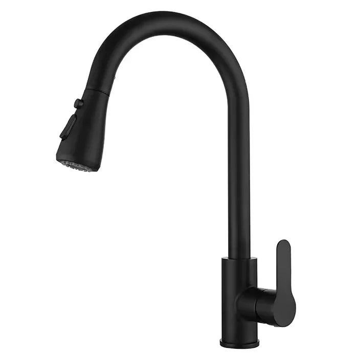 Hot Selling Stainless Steel Black Faucet  Kitchen One Key Water Stop and Pull-out Faucet