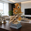 Cheetah Resin Statue-Hand-painted Animal Pattern-Irregular Shape-Holiday Gift for Living Room/Coffee Table
