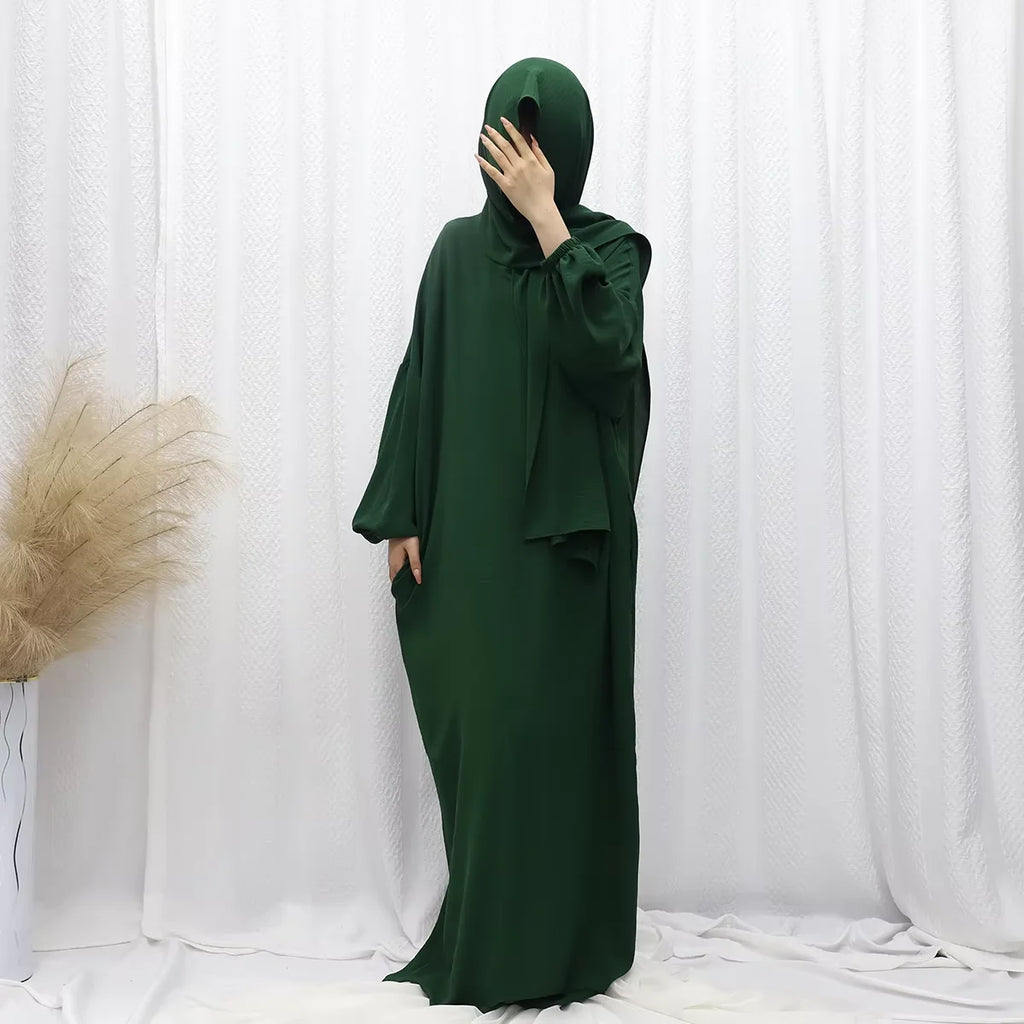 Lightweight Polyester Abaya Dress for Ladies Luxury Modest Hijab With Silk Khimar for Summer Weddings and Eids Adult Size