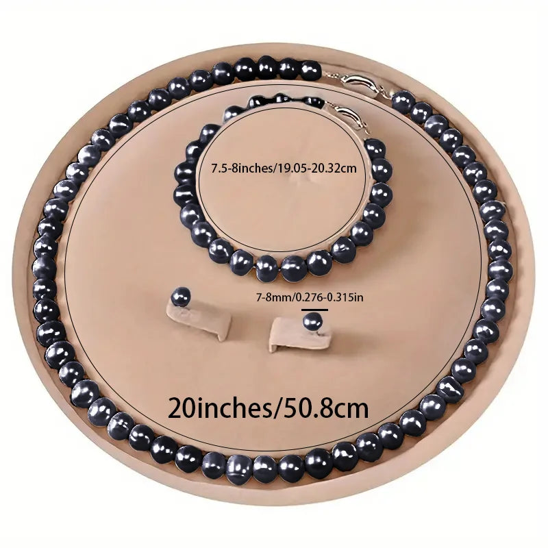 3pcs Set of Bead Necklaces, Fashionable and High-end Necklaces, Necklace + Bracelet and Earrings Jewelry Set, the Best Gift