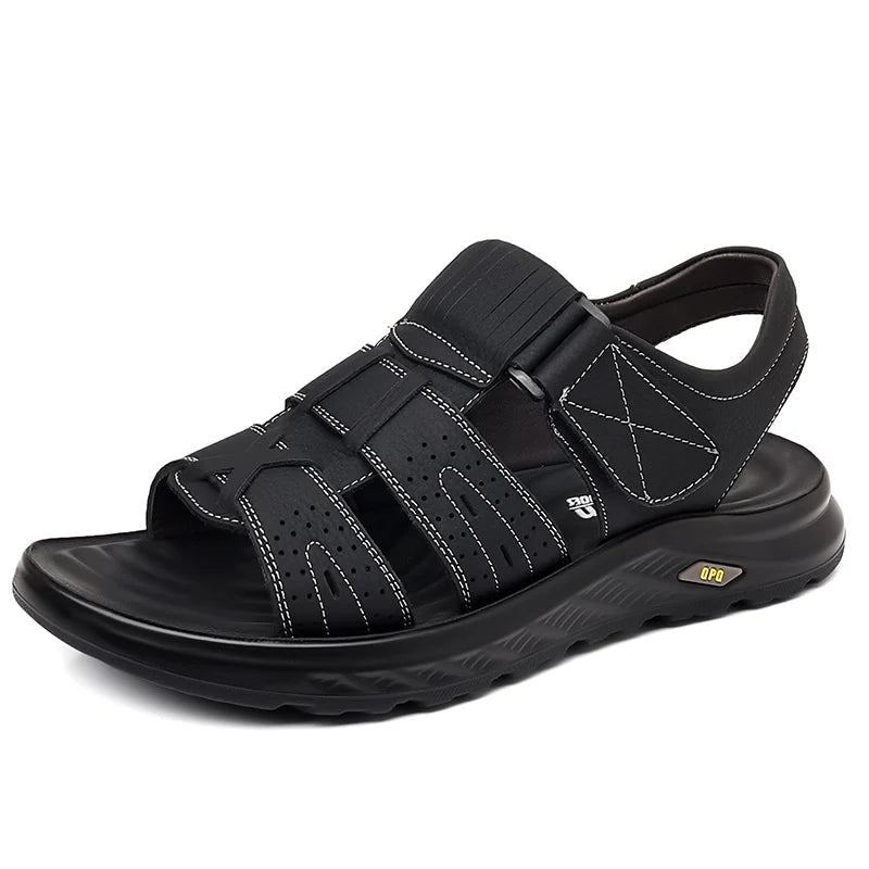 New Arrival White Men Genuine Leather Sandals High Quality Summer Flat Cowhide Shoes 2025 Factory Small Order Low Prices Factory