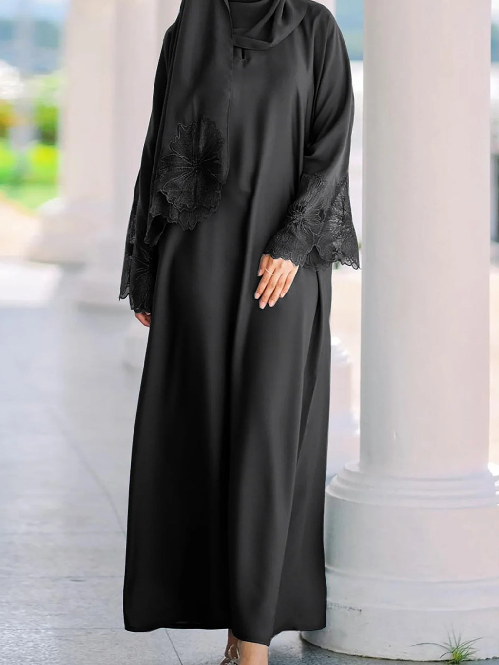 M189# No Diamond Seven Color Abaya for Women Muslim Robe With Headscarf Spring Malay Indonesian Dress Foreign Trade Middle East