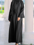 M189# No Diamond Seven Color Abaya for Women Muslim Robe With Headscarf Spring Malay Indonesian Dress Foreign Trade Middle East