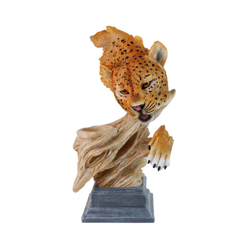 Cheetah Resin Statue-Hand-painted Animal Pattern-Irregular Shape-Holiday Gift for Living Room/Coffee Table