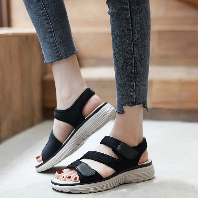 Hot Women's Ankle Strap Casual Open Toe Wedge Heels Light Weight Sandals for Summer Autumn