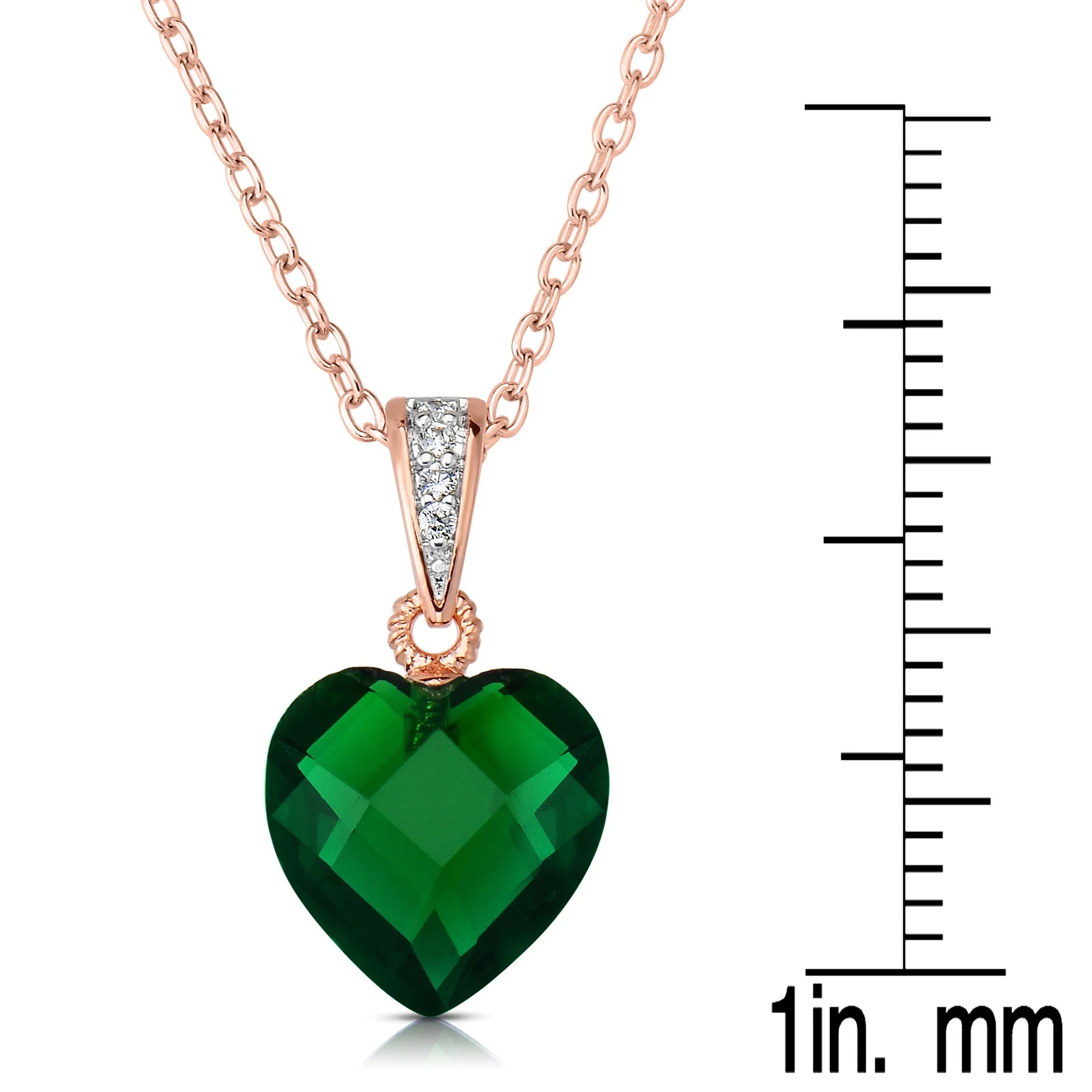 TD Collette Z Rose-Gold Plated Geometric Heart-Shaped Necklace Trendy Sterling Silver Green Cubic Zirconia Gold Plated Chains