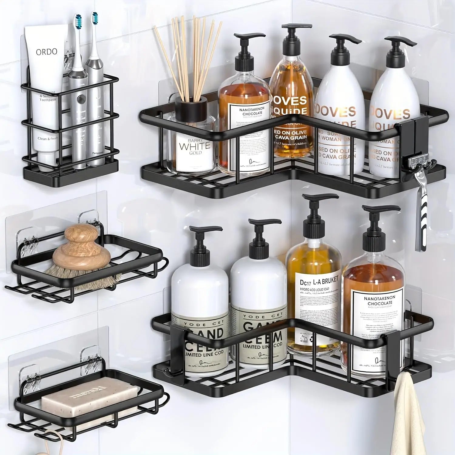 Corner Shower Caddy with Soap Holder and Removable Hooks Rustproof Steel Organizer Made in China for Home Use