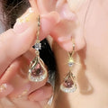 Water Drop Drop Drop Earrings -- Unique Shiny Synthetic Inlay Design, Elegant and Easy Style, Suitable for Casual Dress