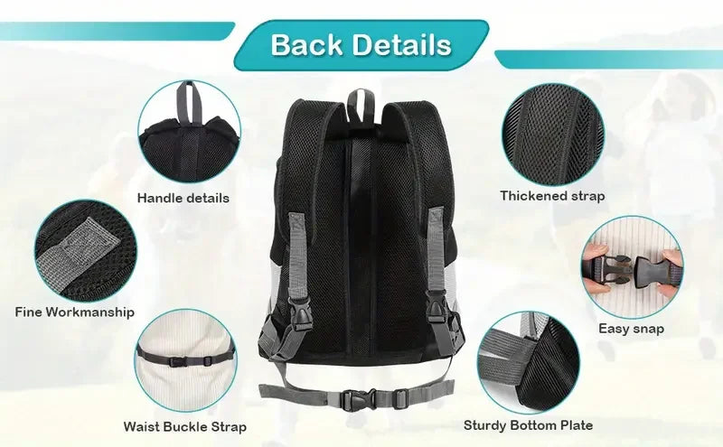 New Dog Pet Backpack Comfortable Carrier Travel Hiking Bag Front Pack Breathable Adjustable Straps for Small Medium Dogs Cats