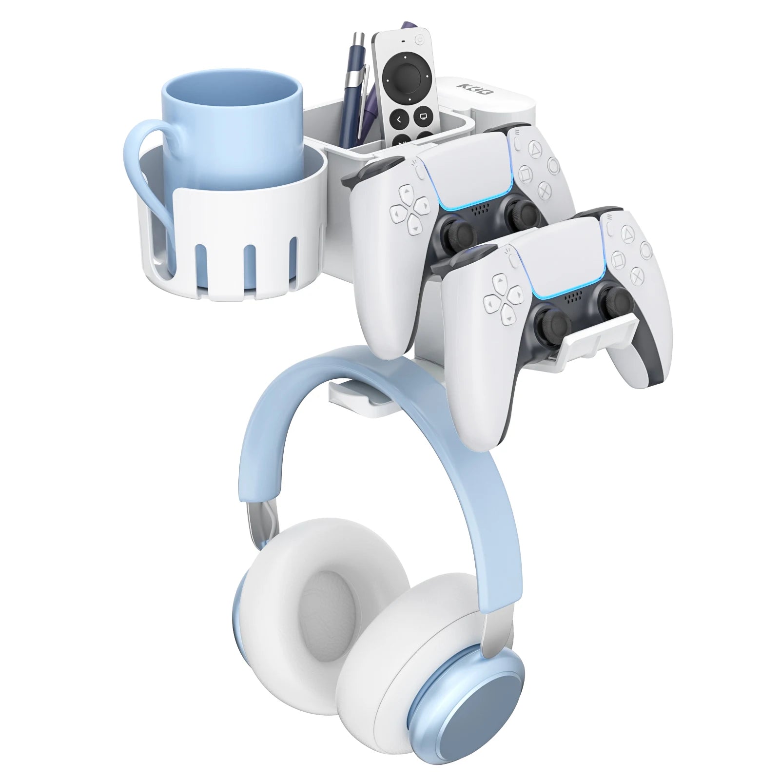 Desk Controller Holder 5 in 1 Rotating Headphone Hanger with Cup Holder Clamp On Desk Organizer Holds Controller Cup Cell Phone