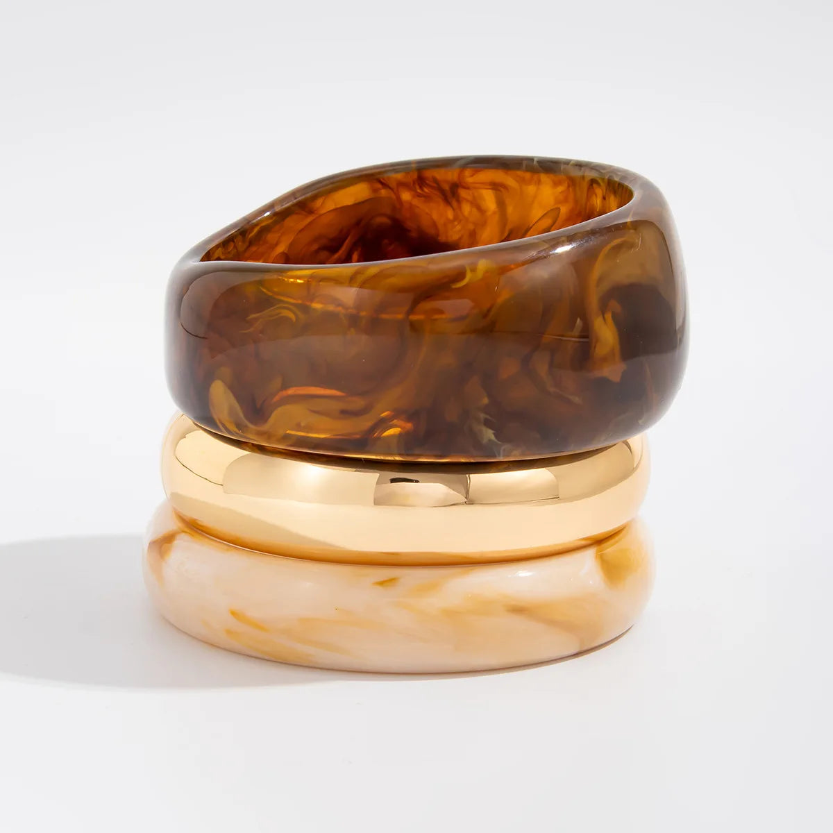 Retro Punk Beige Coffee Thick Resin Acrylic Smudging Bangles Geometric Irregular Wide Bangle Bracelet For Women Pulseras Jewelry