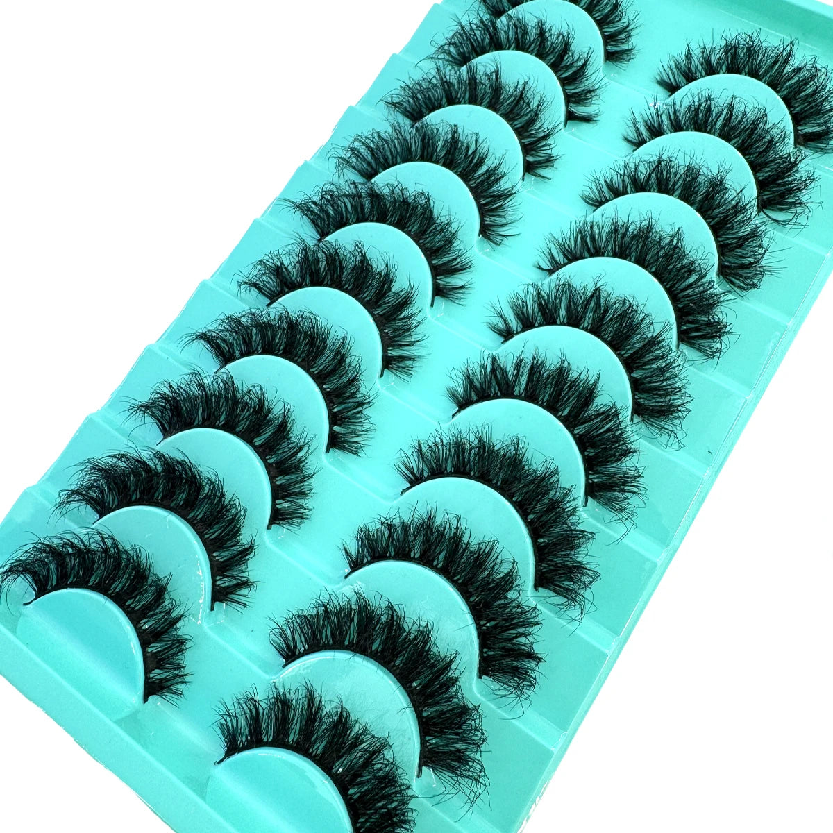 10 Pairs Faux Mink Eyelashes Handmade False Eyelashes Natural Nude Makeup Simulation Cross Messy Eye 3D Curly Eyelashes