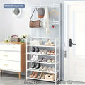 A clothes hanger and shoe rack at the entrance, used for storing shoes, clothes, jackets, hats, bags, umbrellas in the hallway