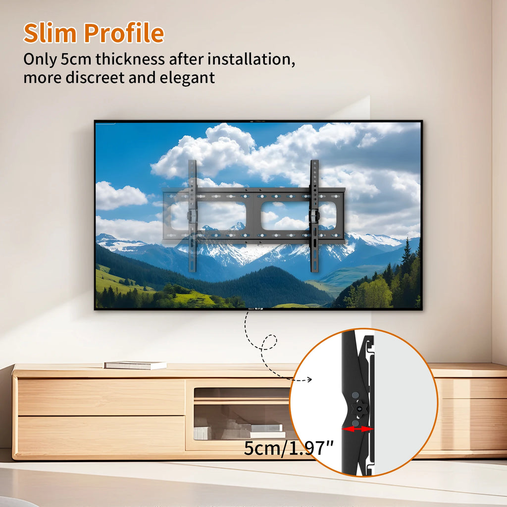 Ultra Slim Tilting TV Wall Mount Bracket Universal for 30-86 Inches Max Load 60kg