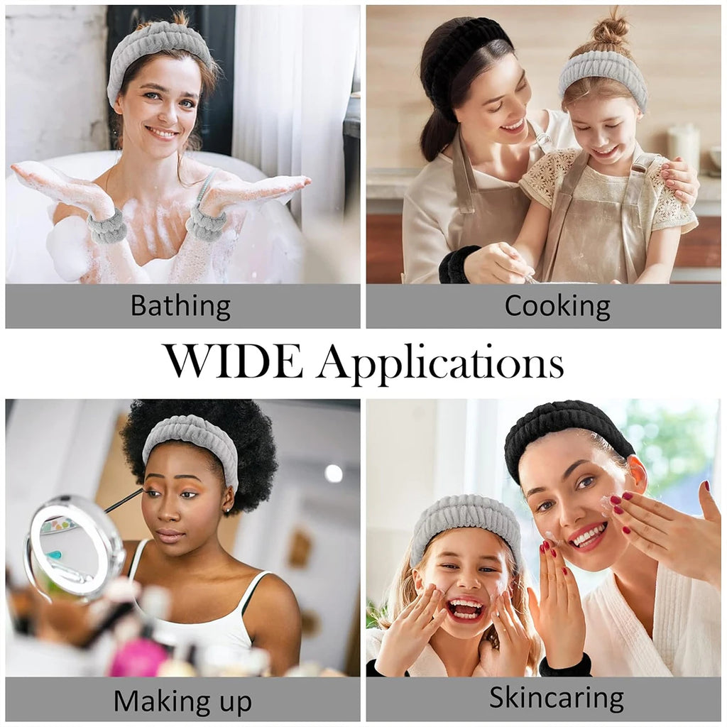 3pcs Face Wash Wristband Set Women's Headband Wristbands Absorbent Waterproof Wristbands Makeup Face Wash Hair Bands