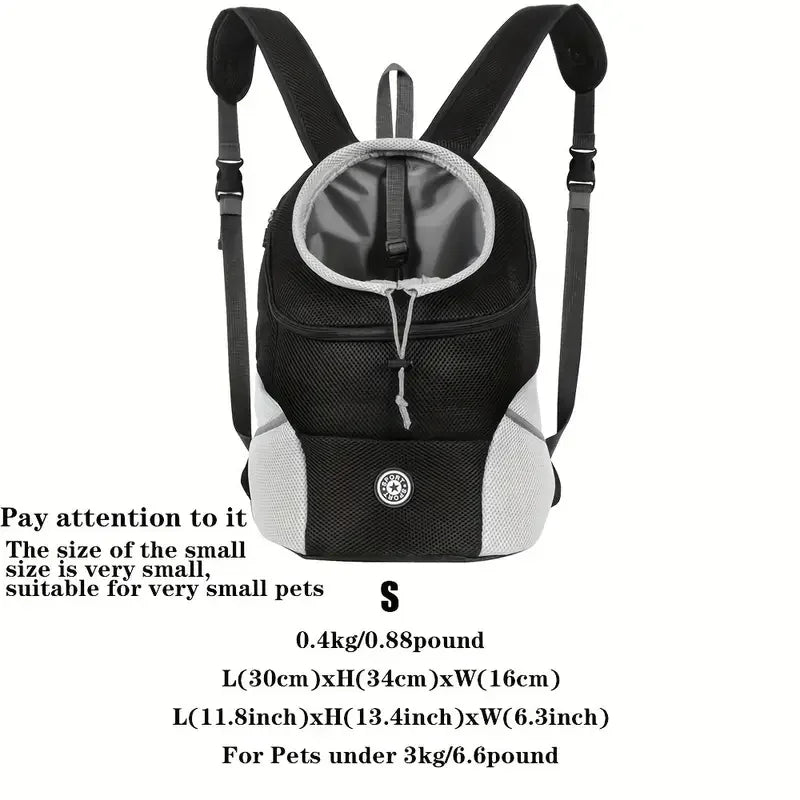 New Dog Pet Backpack Comfortable Carrier Travel Hiking Bag Front Pack Breathable Adjustable Straps for Small Medium Dogs Cats