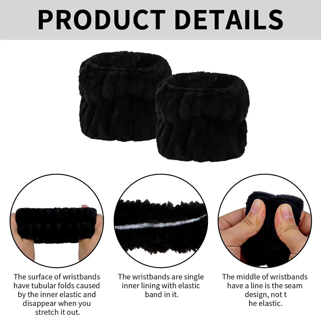 3pcs Face Wash Wristband Set Women's Headband Wristbands Absorbent Waterproof Wristbands Makeup Face Wash Hair Bands