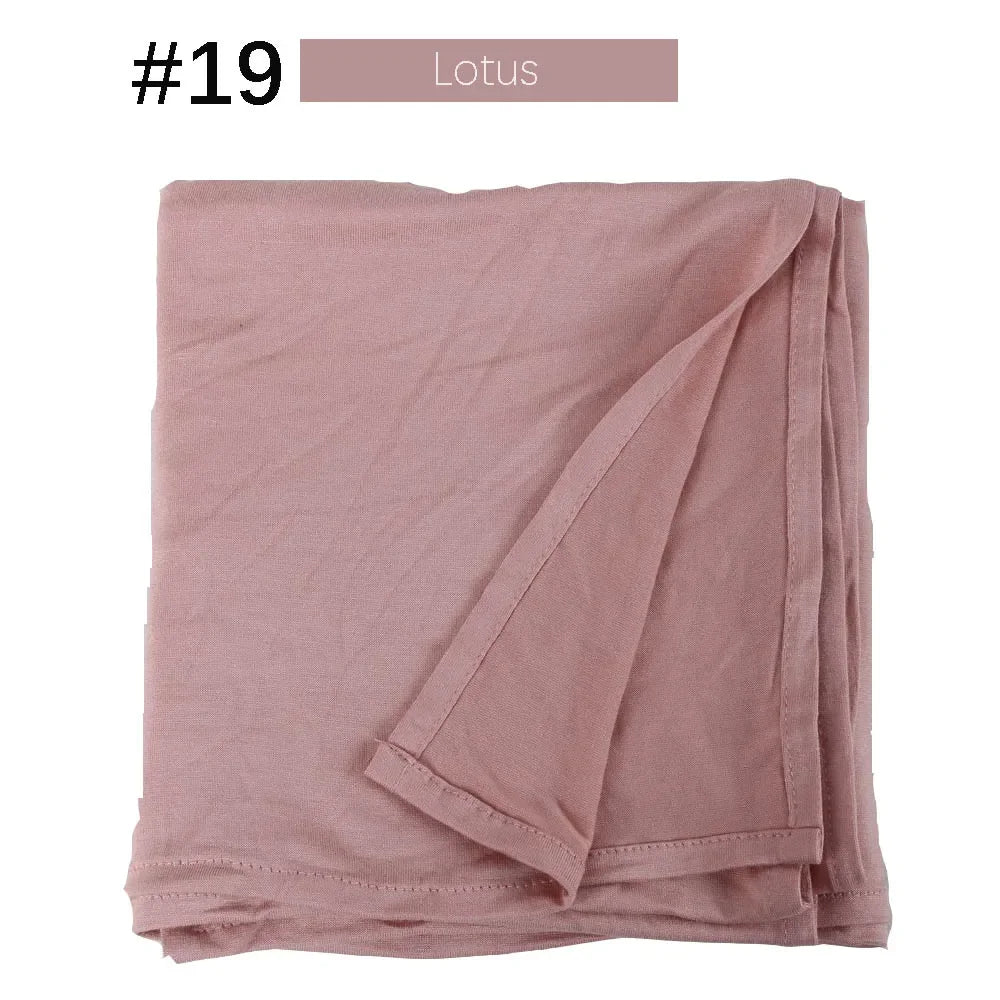 Muslim Women Stretchy Jersey Hijab Plain Cotton Jersey Hijabs  Islamic Soft Turban Head Wraps Headscarf 170X60cm