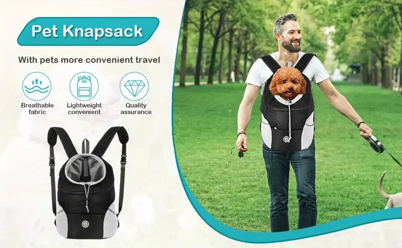 New Dog Pet Backpack Comfortable Carrier Travel Hiking Bag Front Pack Breathable Adjustable Straps for Small Medium Dogs Cats