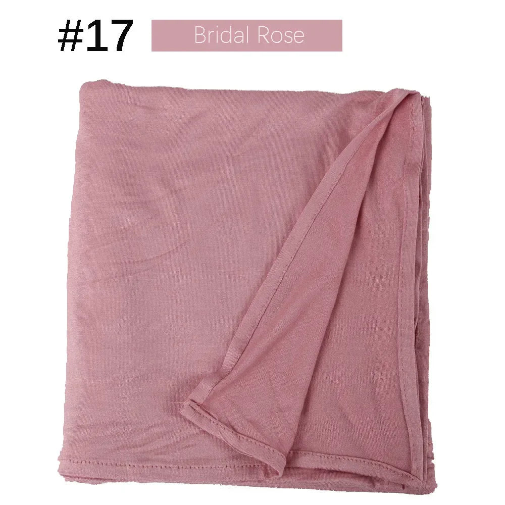 Muslim Women Stretchy Jersey Hijab Plain Cotton Jersey Hijabs  Islamic Soft Turban Head Wraps Headscarf 170X60cm